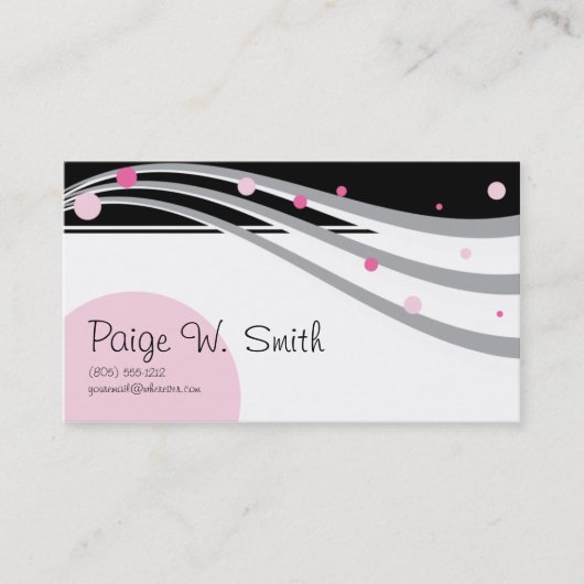 Carte de visite gris noir rose chic (Devant)