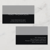 Carte De Visite gris & noir, simple, cool & moderne (Devant / Derrière)