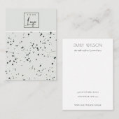 Carte De Visite Gris Noir Terrazzo Texture oreille collier Logo (Devant / Derrière)