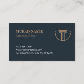 Carte De Visite Gris & Or Design Moderne pour Avocat Élégant Avoué (Dos)