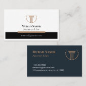 Carte De Visite Gris & Or Design Moderne pour Avocat Élégant Avoué (Devant / Derrière)