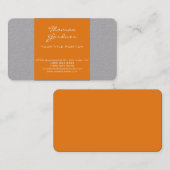 Carte De Visite Gris Orange écriture manuscrite Plat créative mode (Devant / Derrière)