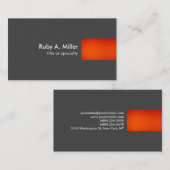 Carte De Visite Gris Orange moderne Unique Tendance Plaine Profess (Devant / Derrière)