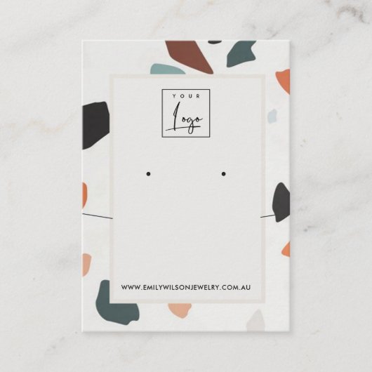 Carte De Visite Gris Orange Terrazzo Ecouter Collier Afficher logo (Devant)