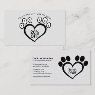 Carte De Visite Gris Paw Animal Grossissant Vet Loyauté