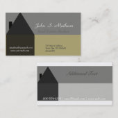 Carte De Visite Gris professionnel à la maison de noir d'agent (Devant / Derrière)