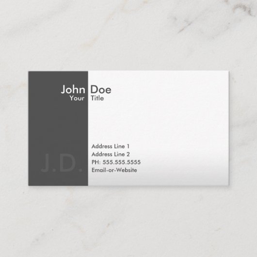 Carte De Visite gris professionnel (avec initiales) (Devant)