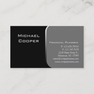 Carte De Visite Gris professionnel de planificateur financier de
