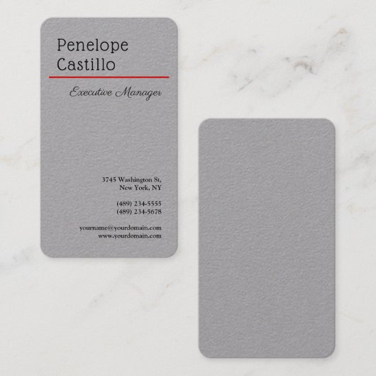 Carte De Visite Gris Professionnel Moderne Simple Design (Devant / Derrière)