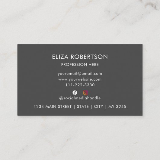 Carte De Visite Gris QR Code Professionnel Logo Professionnel Prof (Dos)