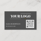 Carte De Visite Gris QR Code Professionnel Logo Professionnel Prof (Devant)