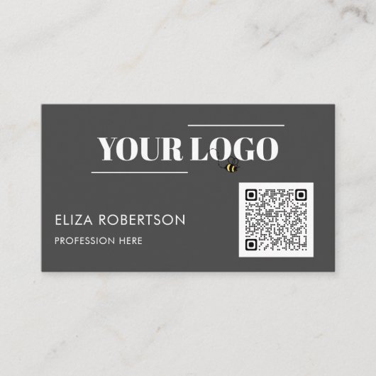 Carte De Visite Gris QR Code Professionnel Logo Professionnel Prof (Devant)