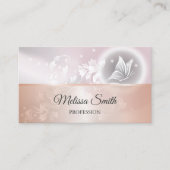 Carte De Visite Gris rose or rose | Papillon floral (Devant)