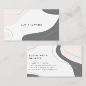 Carte De Visite Gris rose pastel moderne turquoise abstrait (Devant / Derrière)