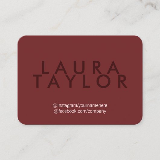 Carte De Visite Gris rouge foncé grand texte (Devant)