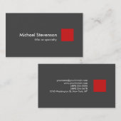 Carte De Visite Gris Rouge Moderne Unique Design (Devant / Derrière)