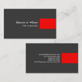 Carte De Visite Gris Rouge moderne Unique Plain tendance Professio (Devant / Derrière)