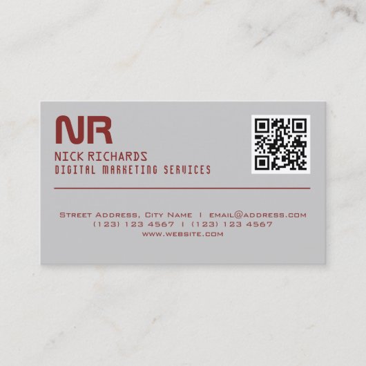 Carte De Visite Gris rouge professionnel de style moderne (Devant)