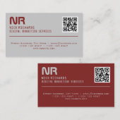 Carte De Visite Gris rouge professionnel de style moderne (Devant / Derrière)