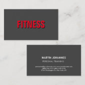 Carte De Visite Gris Rouge Unique Unique Personal Trainer (Devant / Derrière)
