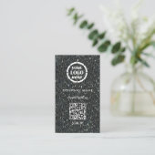 Carte De Visite Gris Silver Design professionnel Moderne Code QR (Debout devant)