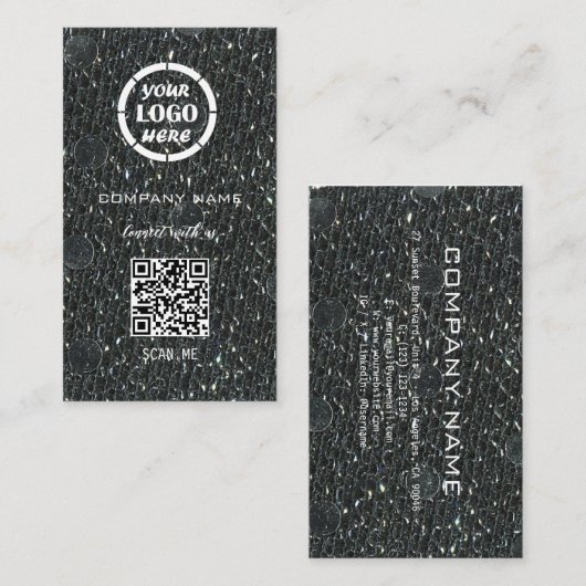 Carte De Visite Gris Silver Design professionnel Moderne Code QR (Devant / Derrière)