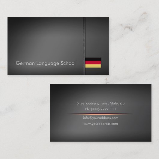 Carte de visite gris simple d'école de langues (Devant / Derrière)