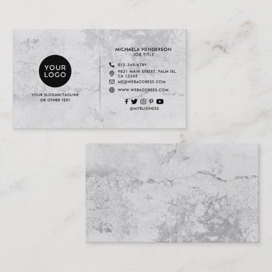Carte De Visite Gris simple moderne béton/ciment (Devant / Derrière)