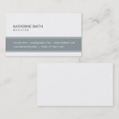 Carte De Visite Gris simple simple professionnel et blanc élégants (Devant / Derrière)