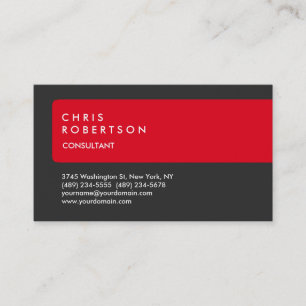 Carte De Visite Gris spécial unique rouge bande