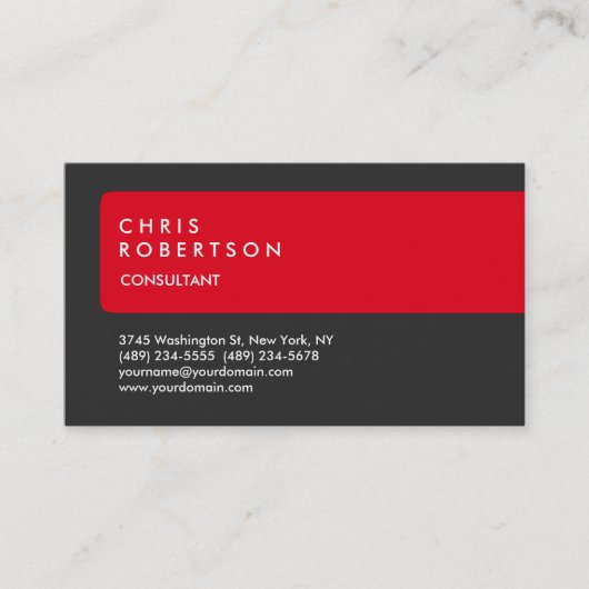 Carte De Visite Gris spécial unique rouge bande (Devant)