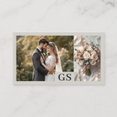 Carte De Visite Gris Terre Élégant Script photo Professionnel (Dos)