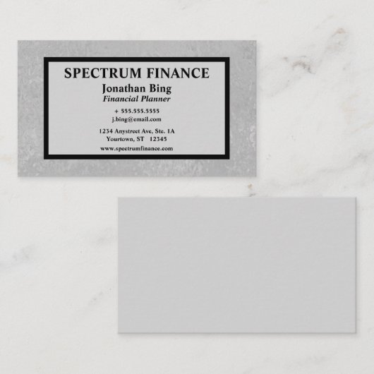 Carte De Visite Gris texturé et noir luxueux (Devant / Derrière)