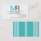 Carte de visite gris turquoise moderne de rayure (Devant / Derrière)