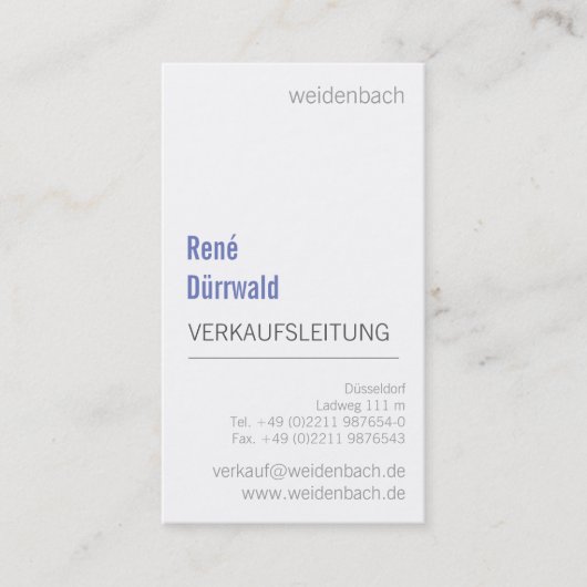 Carte De Visite Gris typographique blanc bleu (Devant)