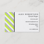 Carte De Visite Gris, vert de chaux et rayure modernes de blanc (Dos)