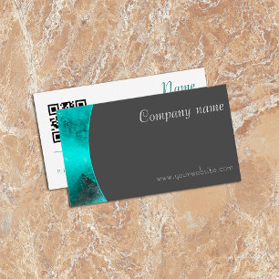Carte de visite gris vert QR abstrait minimaliste