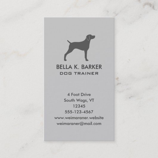 Carte De Visite Gris vertical de silhouette de chien de Weimaraner (Devant)