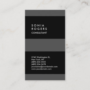 Carte De Visite Gris vertical Noir rayé tendance