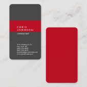 Carte De Visite Gris Vertical Red Stripe élégant tendance (Devant / Derrière)