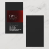 Carte De Visite Gris vertical rouge foncé bande unique (Devant / Derrière)