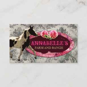Carte De Visite Gris vintage de ranch de cheval de "AnnaBelles" de