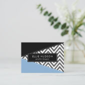 Carte De Visite Gris Zigzag, Gris Chevron, Motif Zigzag, Bleu (Debout devant)