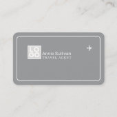 Carte de visite grise avec logo d'agent de voyages (Devant)