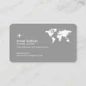 Carte de visite grise avec logo d'agent de voyages (Dos)