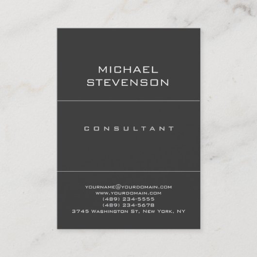 Carte de visite grise de consultant tendance simpl (Devant)
