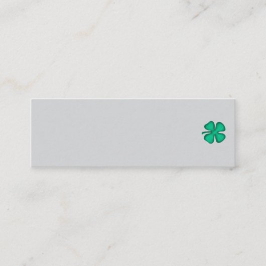 Carte de visite grise mini Lucky 4 Leaf Irish Clov (Devant)