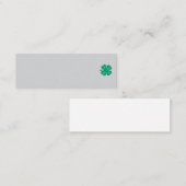 Carte de visite grise mini Lucky 4 Leaf Irish Clov (Devant / Derrière)