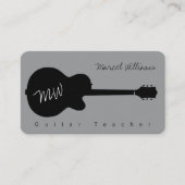 Carte de visite grise musicale avec guitare noire (Devant)