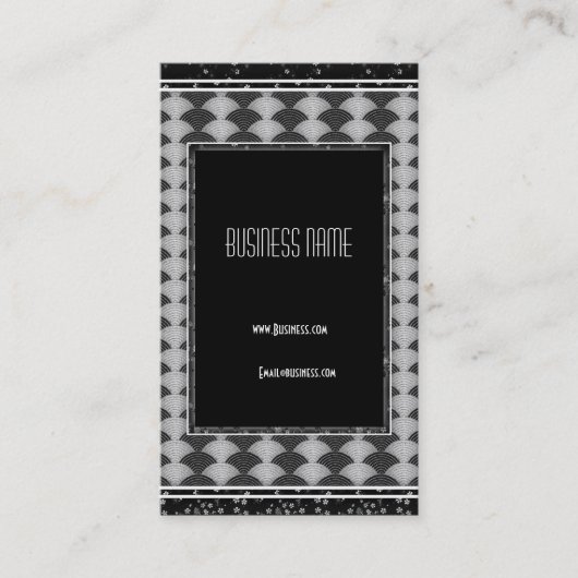 Carte de visite grise noire Art déco (Devant)